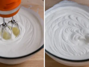 Heavy cream whipped until medium peaks form