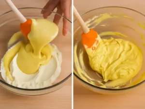 Mascarpone mixture folded with whipped egg base
