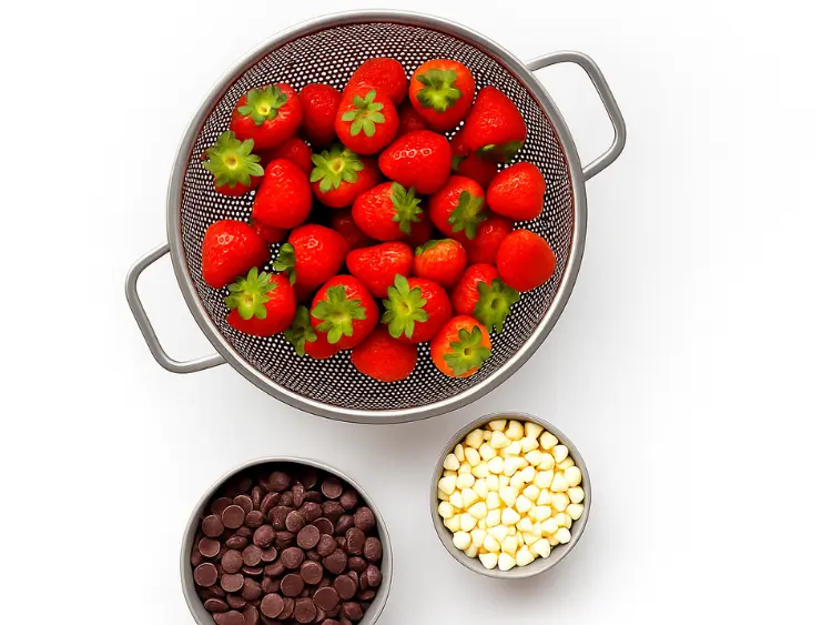 strawberries with dark chocolate and white chocolate chips