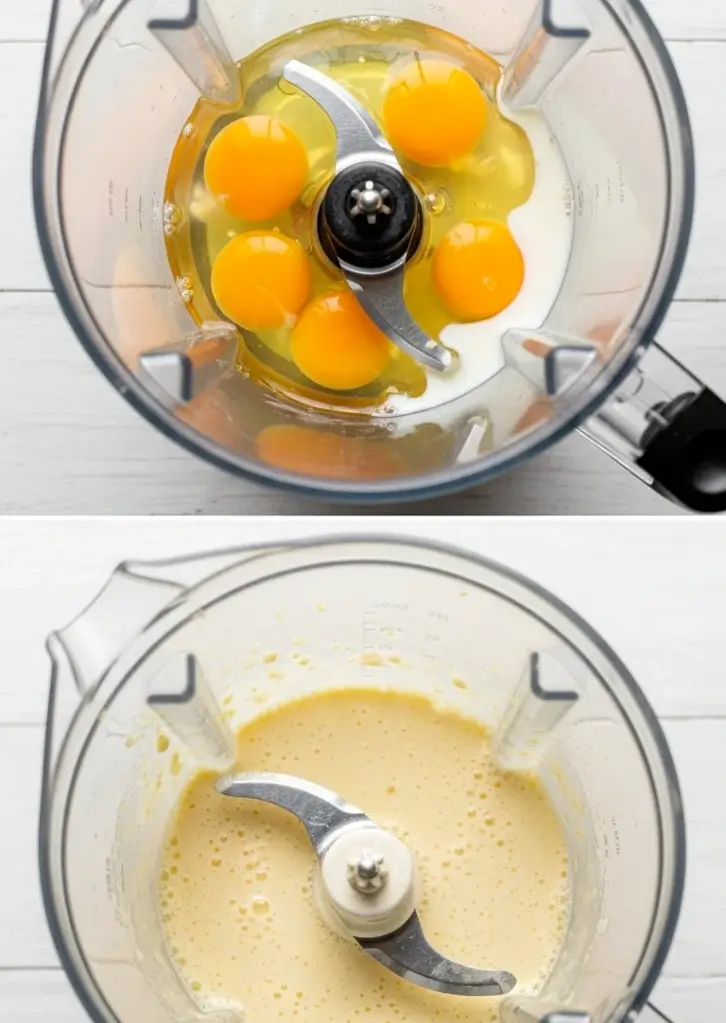Blending cottage cheese and eggs for keto cottage cheese bread