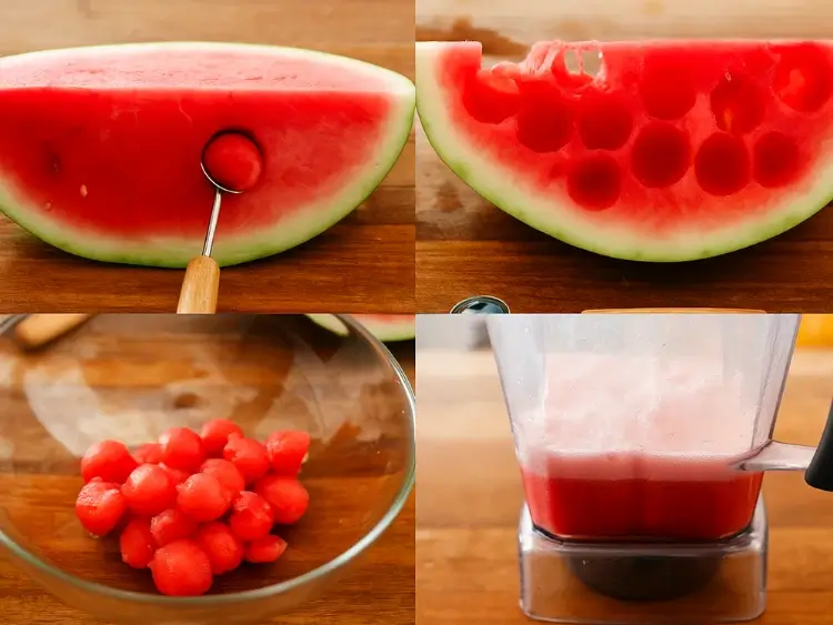 Step-by-step prep of Korean watermelon punch with melon baller