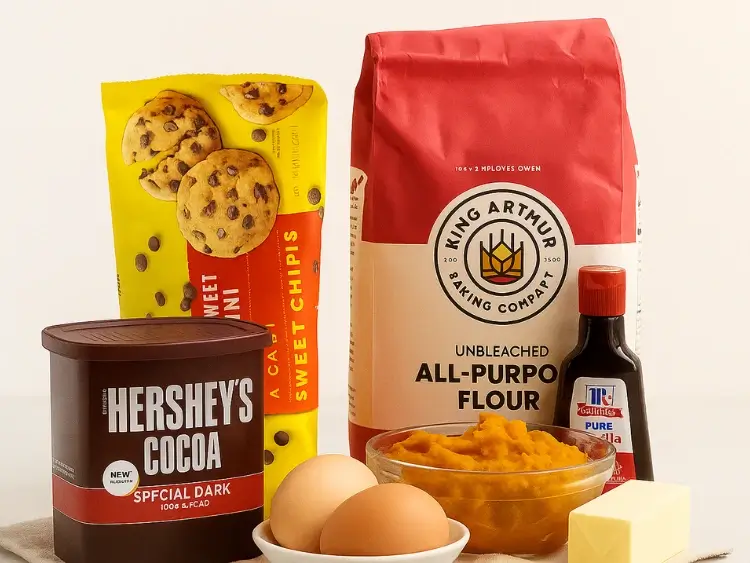 Sweet potato brownie ingredients on counter
